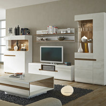 Load image into Gallery viewer, Chelsea Living Wide TV Unit in white with an Truffle Oak Trim
