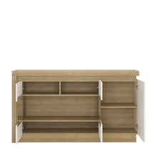 Load image into Gallery viewer, Lyon 3 door glazed sideboard in Riviera Oak/White High Gloss
