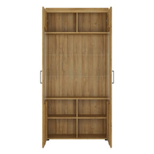 Load image into Gallery viewer, Cortina Tall wide 2 door glazed display cabinet in Grandson Oak
