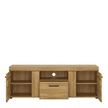 Load image into Gallery viewer, Cortina 2 door 1 drawer tall TV cabinet in Grandson Oak
