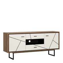 Load image into Gallery viewer, Brolo 2 door 2 drawer TV unit With the walnut and dark panel finish
