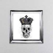 Load image into Gallery viewer, King Skull With Crown White Framed Wall Art
