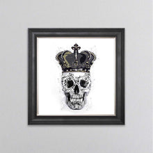Load image into Gallery viewer, King Skull With Crown White Framed Wall Art
