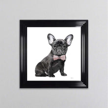 Load image into Gallery viewer, Black Frenchie Wearing A Pink Bow Tie Framed Wall Art
