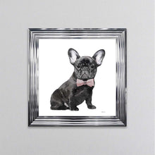 Load image into Gallery viewer, Black Frenchie Wearing A Pink Bow Tie Framed Wall Art
