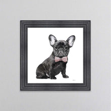 Load image into Gallery viewer, Black Frenchie Wearing A Pink Bow Tie Framed Wall Art
