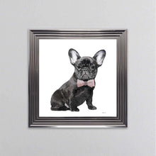 Load image into Gallery viewer, Black Frenchie Wearing A Pink Bow Tie Framed Wall Art
