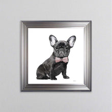 Load image into Gallery viewer, Black Frenchie Wearing A Pink Bow Tie Framed Wall Art
