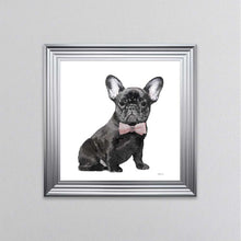 Load image into Gallery viewer, Black Frenchie Wearing A Pink Bow Tie Framed Wall Art
