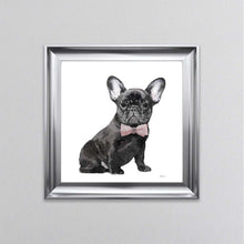 Load image into Gallery viewer, Black Frenchie Wearing A Pink Bow Tie Framed Wall Art
