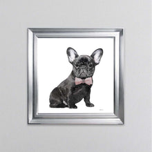 Load image into Gallery viewer, Black Frenchie Wearing A Pink Bow Tie Framed Wall Art
