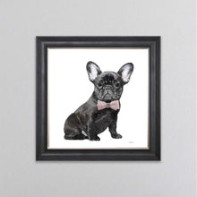 Load image into Gallery viewer, Black Frenchie Wearing A Pink Bow Tie Framed Wall Art
