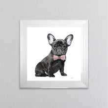 Load image into Gallery viewer, Black Frenchie Wearing A Pink Bow Tie Framed Wall Art
