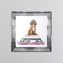 Load image into Gallery viewer, Cockapoo On A Pink Bookstack Framed Wall Art
