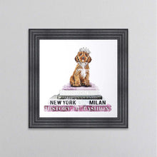 Load image into Gallery viewer, Cockapoo On A Pink Bookstack Framed Wall Art
