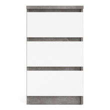 Load image into Gallery viewer, Naia Bedside - 3 Drawers in Concrete and White High Gloss
