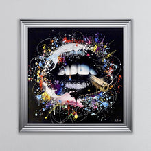 Load image into Gallery viewer, Black Lips Framed Wall Art
